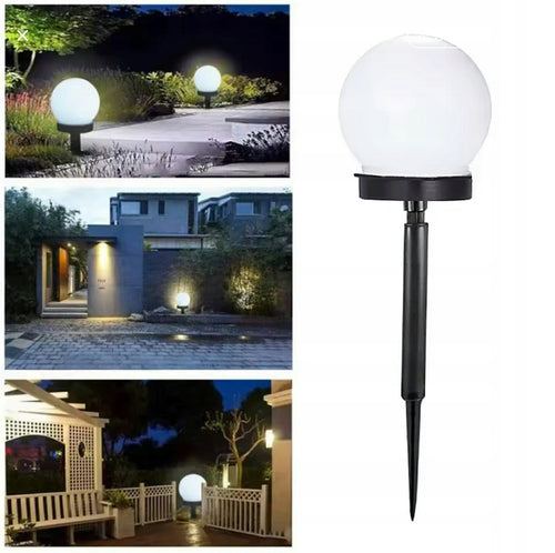 LAMPA SOLARNA KULA OGRODOWA BIAŁA LED 10cm Wbijana 2 szt Wodoodporna IP44