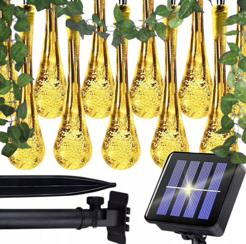 GIRLANDA SOLARNA 50led ŻARÓWEK 10m KROPLE SOPLE OGRODOWA WODOODPORNA IP44