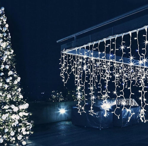 SOPLE 500LED ZIMNY BIAŁY GIRLANDA ZEWNĘTRZNA LAMPKI BALKON ISKRY FLASH