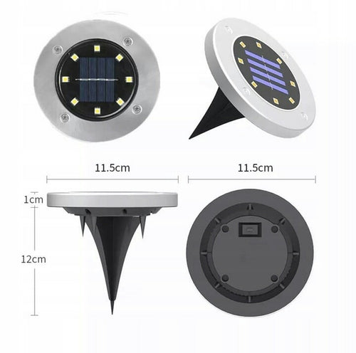 Lampa Solarna 8SZT OGRODOWA WBIJANA z Czujnikiem ZMIERZCHU TRAWNIKOWA 8 LED
