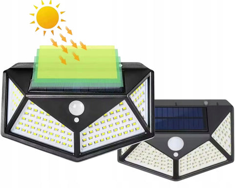 LAMPA SOLARNA 100 LED z czujnikiem ruchu, ścienna, elewacyjna