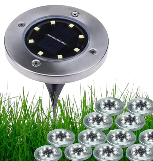 Lampa Solarna 12SZT OGRODOWA WBIJANA z Czujnikiem ZMIERZCHU TRAWNIK 8LED
