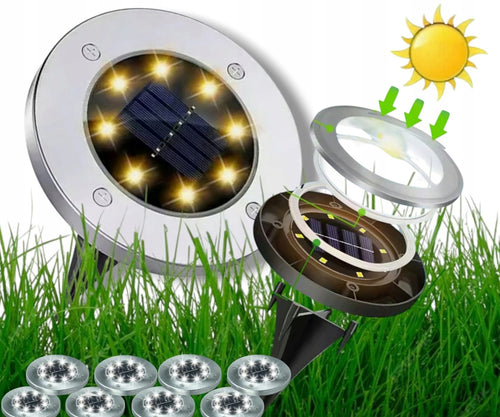 Lampa Solarna 8SZT OGRODOWA WBIJANA z Czujnikiem ZMIERZCHU TRAWNIKOWA 8 LED