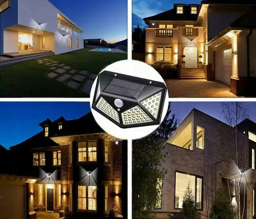 LAMPA SOLARNA 100 LED z czujnikiem ruchu, ścienna, elewacyjna