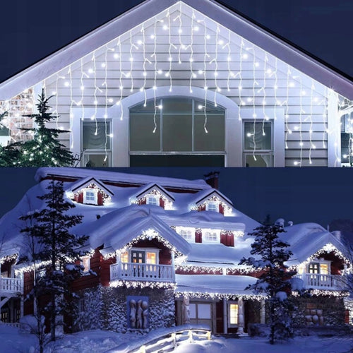 SOPLE 500LED ZIMNY BIAŁY ZEWNĘTRZNA LAMPKI CHOINKOWE ISKRY FLASH