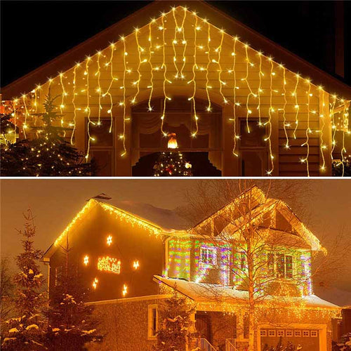 SOPLE 500LED CIEPŁY BIAŁY KURTYNA ZEWNĘTRZNA LAMPKI Z EFEKTEM FLASH
