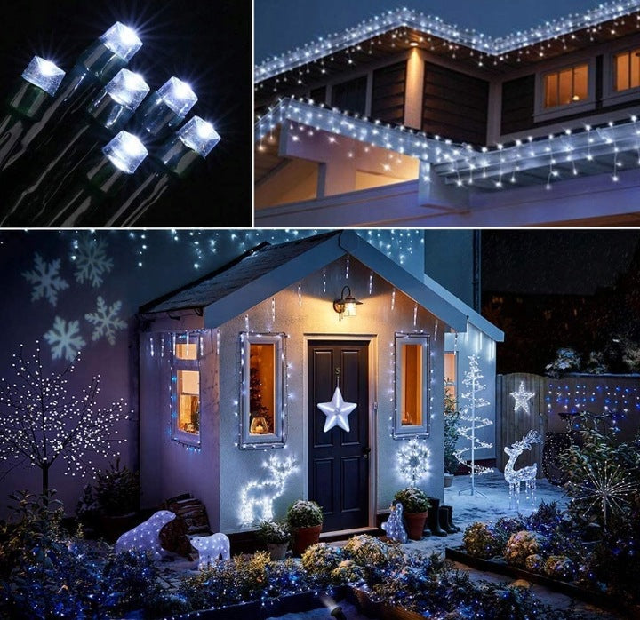 LAMPKI CHOINKOWE 300 LED STAŁE + FLASH ZEWNĘTRZNE BŁYSK IP44 BIAŁE ZIMNE