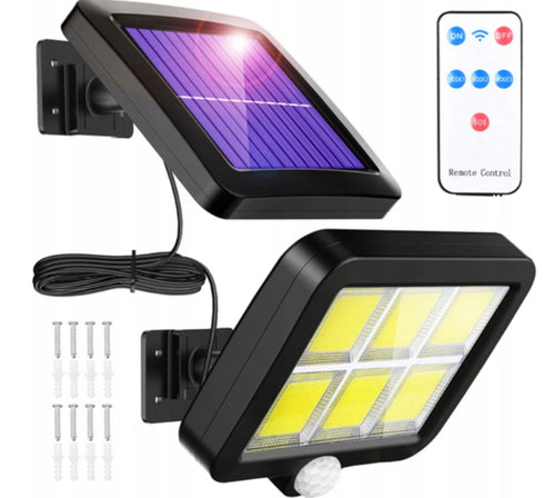 LAMPA SOLARNA LED Z CZUJNIKIEM RUCHU+ PILOT ZEWNĘTRZNA/WEWN. OSOBNY PANEL