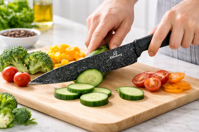 Zesaw noży kuchennych 5 szt + obieraczka stal nierdzewna ostre