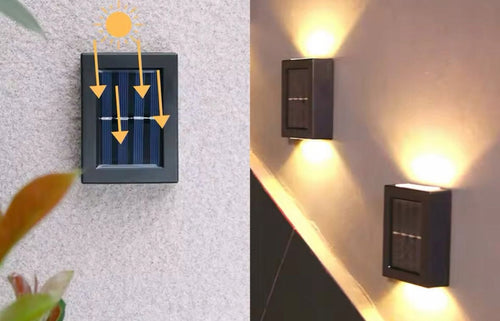 Lampa solarna Kinkiet 2 Led Ogród Zewnętrzna IP 65 Światło Góra Dół
