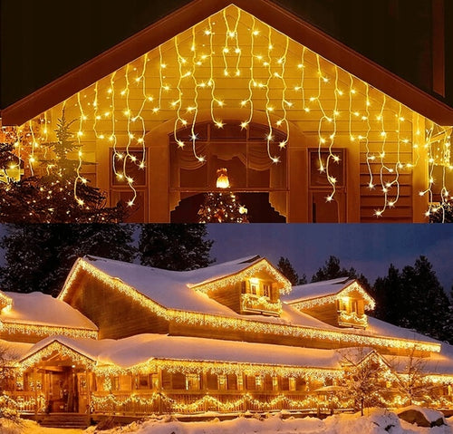 SOPLE 500LED BIAŁE CIEPŁE ZEWNĘTRZNA LAMPKI CHOINKOWE ISKRY FLASH
