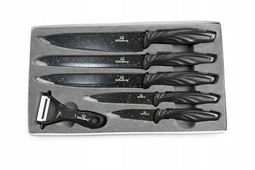 Zesaw noży kuchennych 5 szt + obieraczka stal nierdzewna ostre