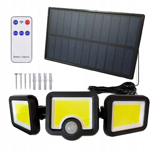 LAMPA SOLARNA 3w1 LED COB OSOBNY PANEL CZUJNIK RUCHU ZMIERZCHU MOCNY