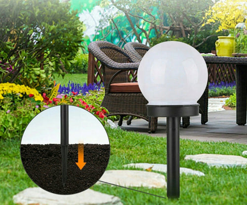 LAMPA SOLARNA KULA OGRODOWA BIAŁA LED 10cm Wbijana 2 szt Wodoodporna IP44