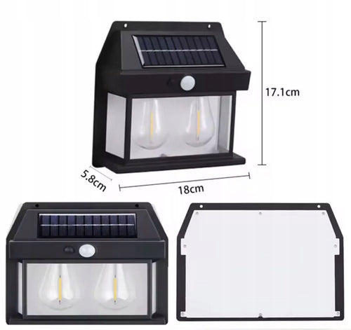LAMPA SOLARNA KINKIET 2 ŻARÓWKI LED