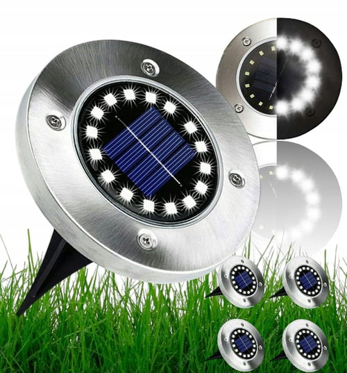 Lampa Solarna 4SZT OGRODOWA 16 LED WBIJANA z Czujnikiem ZMIERZCHU TRAWNIK