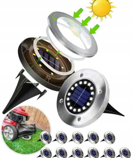 Lampa Solarna 12SZT z Czujnikiem ZMIERZCHU TRAWNIK 16 LED OGRODOWA WBIJANA