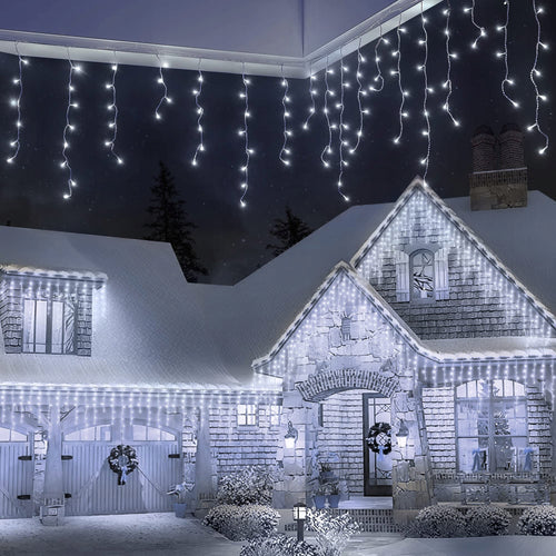 SOPLE 300 LED ZIMNY BIAŁY KURTYNA ŚWIETLNA LAMPKI Z EFEKTEM FLASH FLESH