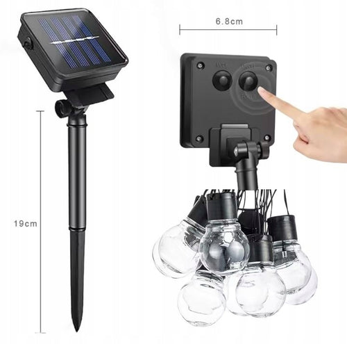 Lampa Solarna Girlanda Ogrodowa Świetlna 6 m LED 20 Żarówek Wodoodporność