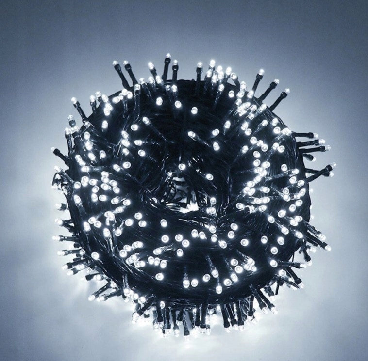 LAMPKI CHOINKOWE 500 LED ZEWNĘTRZNE EFEKTY FLASH ZIMNY BIAŁY