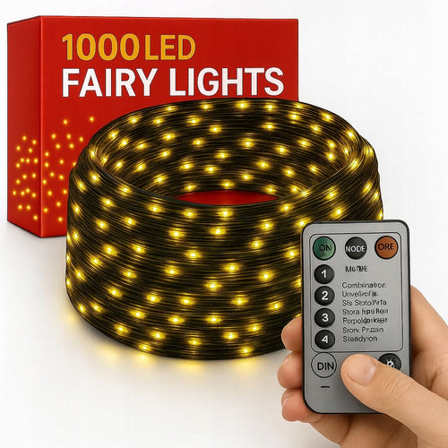 LAMPKI CHOINKOWE DRUCIKI 500LED BIAŁY CIEPŁY ŚWIATEŁKA ŻYŁKI NA PRĄD