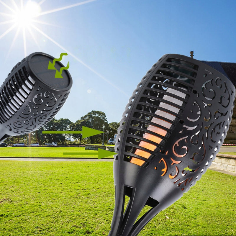 4x DUŻA POCHODNIA SOLARNA LAMPA LED OGRODOWA PŁOMIEŃ OGIEŃ WBIJANA 52cm