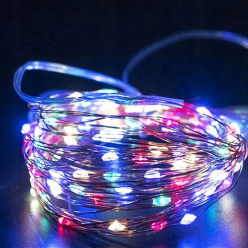 LAMPKI DRUCIKI 500LED 50M MULTIKOLOR CHOINKOWE ŚWIATEŁKA ŻYŁKI NA PRĄD