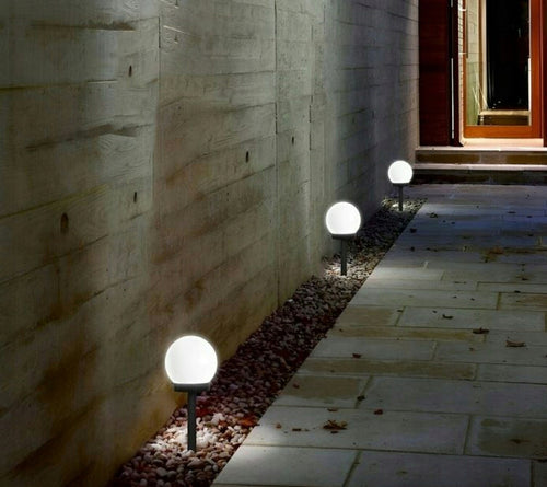 LAMPA SOLARNA KULA OGRODOWA BIAŁA LED 10cm Wbijana 2 szt Wodoodporna IP44