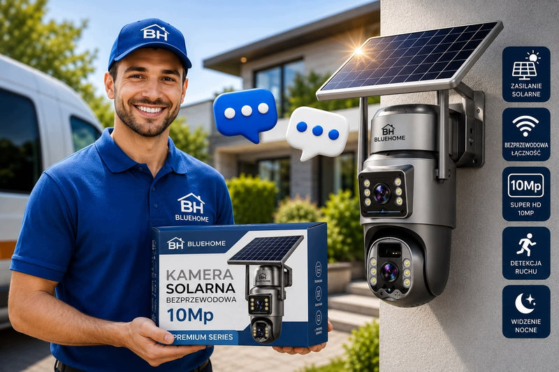 Kamera Solarna Obrotowa 2 Obiektywy 10MPx 4G LTE Zewnętrzna Bezprzewodowa