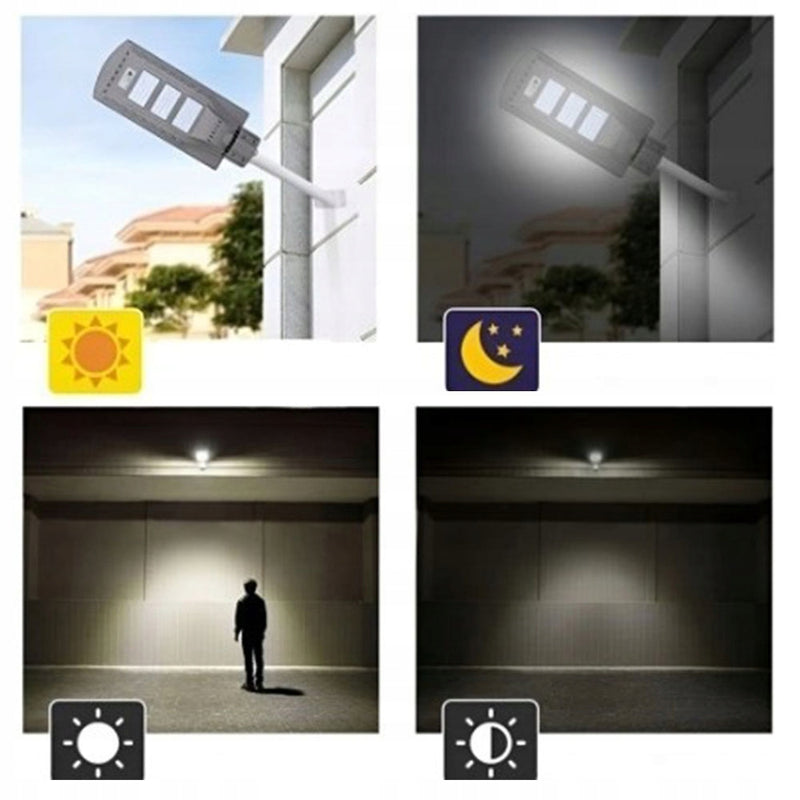 LAMPA SOLARNA LED LATARNIA ULICZNA CZUJNIK RUCHU ZMIERZCHU OGRODOWA+ PILOT