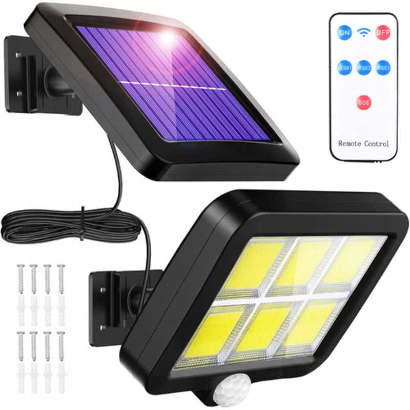LAMPA SOLARNA LED Z CZUJNIKIEM RUCHU+ PILOT ZEWNĘTRZNA/WEWN. OSOBNY PANEL