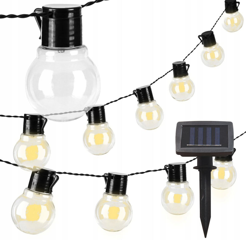 Lampa Solarna Girlanda Ogrodowa Świetlna 6 m LED 20 Żarówek Wodoodporność