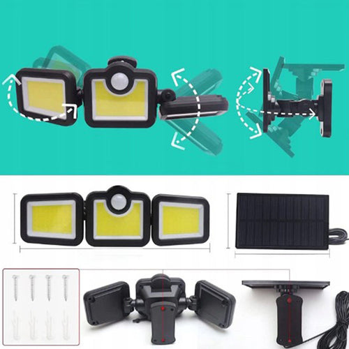 LAMPA SOLARNA 3w1 LED COB OSOBNY PANEL CZUJNIK RUCHU ZMIERZCHU MOCNY