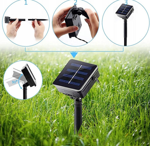 GIRLANDA SOLARNA 50led ŻARÓWEK 10m KROPLE SOPLE OGRODOWA WODOODPORNA IP44