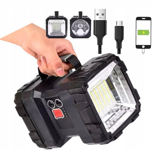 LATARKA LED SZPERACZ AKUMULATOROWA DWUSTRONNA BIWAKOWA POWERBANK
