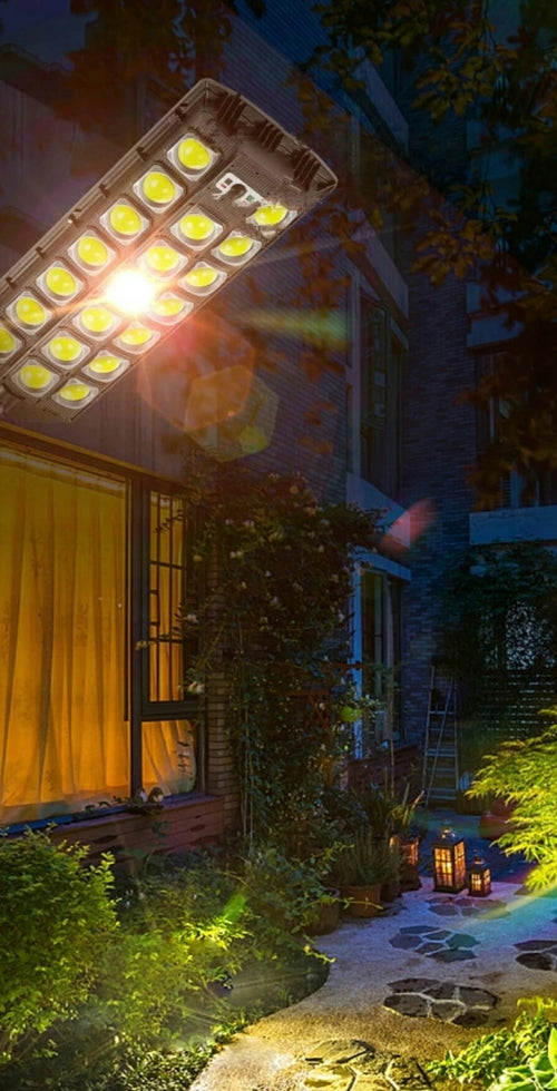 MOCNA LAMPA SOLARNA LED 2200W CZUJNIK ZMIERZCHU ULICZNA Z PILOTEM OGRODOWA