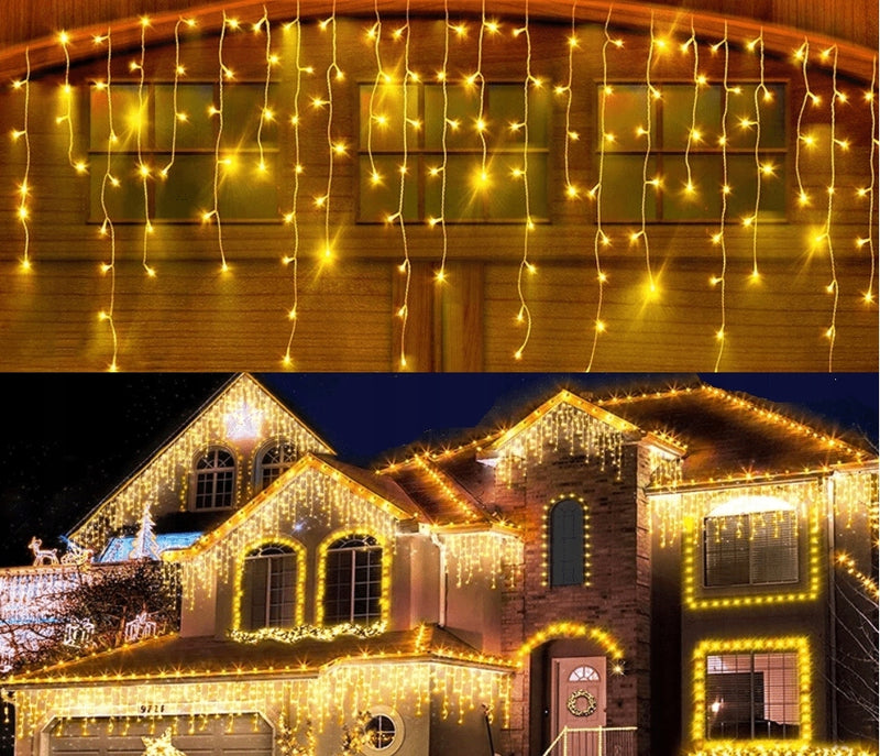 SOPLE 500LED BIAŁE CIEPŁE ZEWNĘTRZNA LAMPKI CHOINKOWE ISKRY FLASH