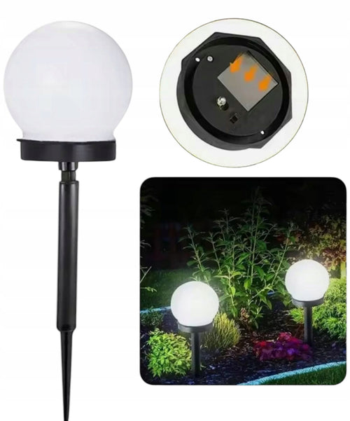 LAMPA SOLARNA KULA OGRODOWA BIAŁA LED 10cm Wbijana 2 szt Wodoodporna IP44