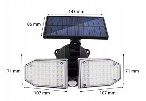 MOCNA LAMPA SOLARNA LED ZEWNĘTRZNA ULICZNA z CZUJNIKIEM, PARKING, PODJAZD