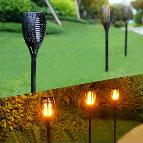 4x DUŻA POCHODNIA SOLARNA LAMPA LED OGRODOWA PŁOMIEŃ OGIEŃ WBIJANA 52cm