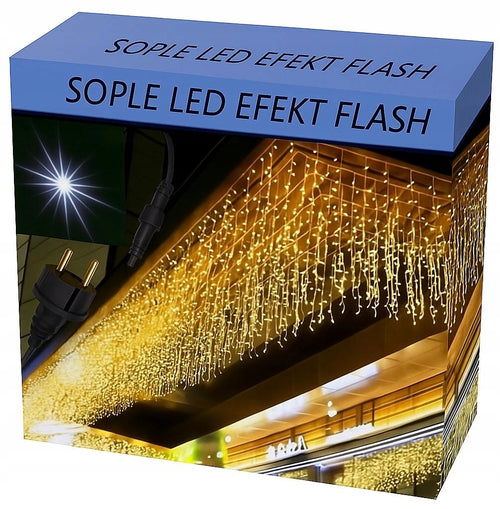 SOPLE 200 LED KURTYNA LAMPKI ZEWNĘTRZNE IP44 FLASH Białe Ciepłe
