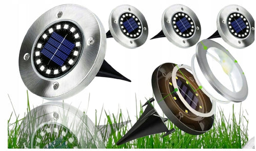 Lampa Solarna 4SZT OGRODOWA 16 LED WBIJANA z Czujnikiem ZMIERZCHU TRAWNIK