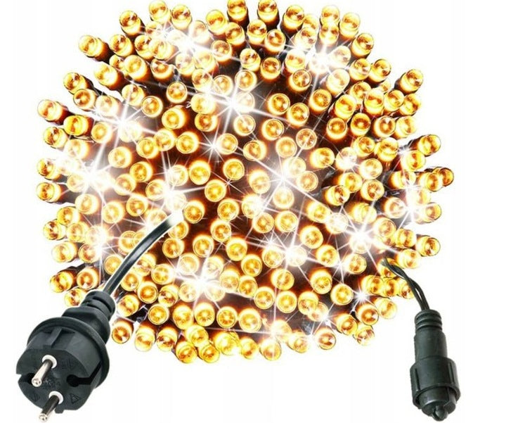 LAMPKI CHOINKOWE 300 LED ZEWNĘTRZNE EFEKTY FLASH CIEPŁY BIAŁY