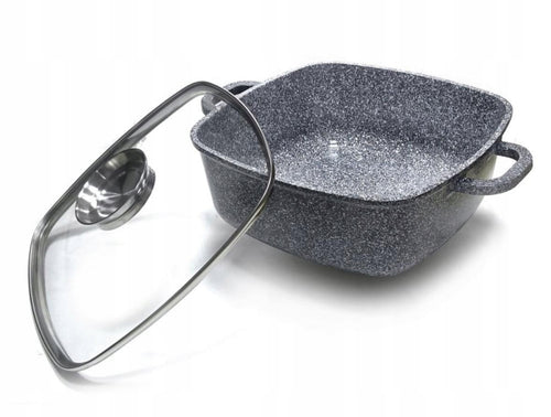 Komplet Garnków Marmurowych Brytwanny Kwadratowe Zestaw 12 EL Indukcja/Gaz