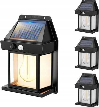 KINKIET ŚCIENNY CZUJNIK RUCHU ZMIERZCHU LAMPA SOLARNA LED ZEWNĘTRZNA