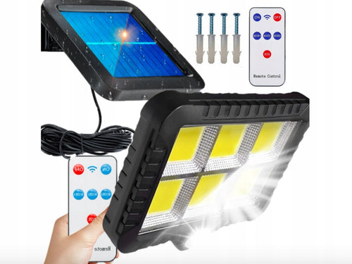 LAMPA SOLARNA LED Z CZUJNIKIEM RUCHU+ PILOT ZEWNĘTRZNA/WEWN. OSOBNY PANEL