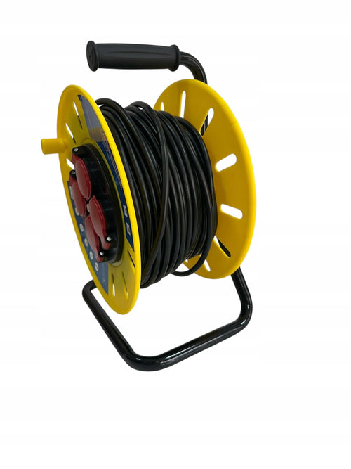 PRZEDŁUŻACZ BĘBNOWY BUDOWLANY OGRODOWY 50m 4 GNIAZDA KABEL NA BĘBNIE 3x2,5