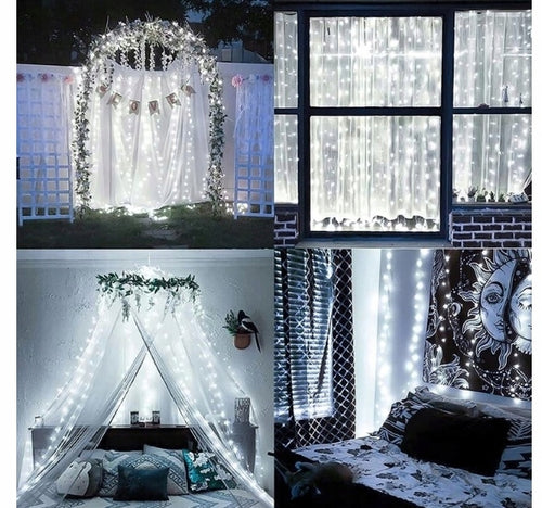 KURTYNA ŚWIETLNA NA OKNO 300 LED 3x3 LAMPKI ŚWIĄTECZNE CHOINKOWE GIRLANDA