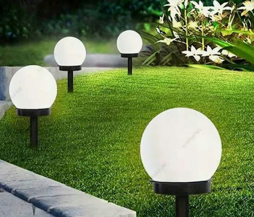 LAMPA SOLARNA KULA OGRODOWA BIAŁA LED 10cm Wbijana 2 szt Wodoodporna IP44