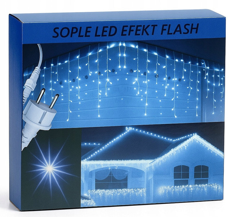 SOPLE 500LED ZIMNY BIAŁY ZEWNĘTRZNA LAMPKI CHOINKOWE ISKRY FLASH
